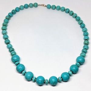 Faux Turquoise (Dyed Howlite?) Bead Necklace 17"